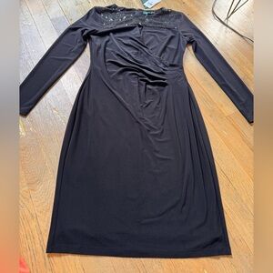 Lauren by Ralph Lauren Women's Sequined-Yoke Jersey Dress Size 4